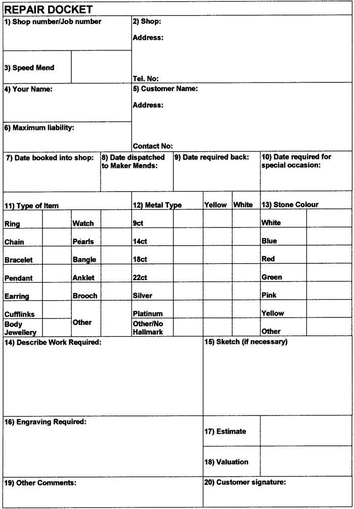 an example of a repair docket